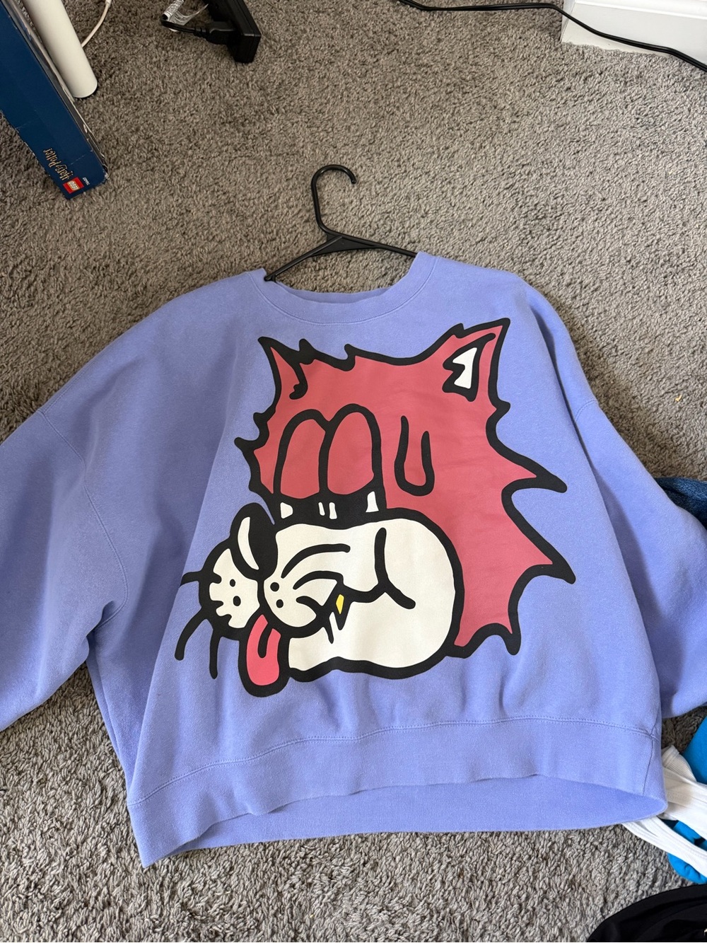 Lavender Obey Graphic Cat-Print Women's Sweatshirt